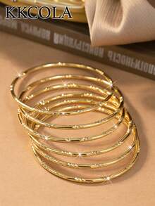 KKCOLA 6 chiếc vòng tay xoắn thắt nút thời trang, phong cách Bohemian, quà tặng tiệc tùng/lễ hội, phụ kiện trang sức, trang phục hàng ngày - Vàng - Xem 3