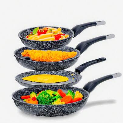 4-teiliges Antihaft-Bratpfannenset – 20/24/28 cm + 24 cm Pfannkuchenpfanne – Geeignet für Induktion, Gas, Elektro und Cerankochfelder – PFOA-frei, kratzfest, ofenfest, leicht zu reinigen, leicht, langlebiges Kochgeschirr-Set für die heimische Küche