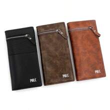 Portafoglio da uomo. Portafoglio lungo da uomo semplice e alla moda in PU. Portafogli multifunzionali con scomparti per più carte
