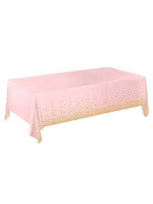Pink And Gold Disposable Plastic Tablecloth And Satin Tablecloth Set, 137 X 274cm Tablecloth, 28 X 274cm Tablecloth, Suitable For Weddings, Graduation Birthdays - Pink - View 12
