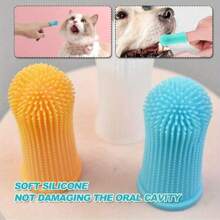 1 件装柔软硅胶狗猫牙刷，带舒适手柄 - 360° 清洁小狗牙齿、手指和耳朵，用于宠物牙齿护理，牙齿清洁工具，握感舒适，无需电池