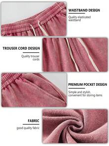 Blueplus Solid Color Casual Shorts With Drawstring Waist And Comfortable Fit For Both Sports And Leisure Wear - Pink - View 6