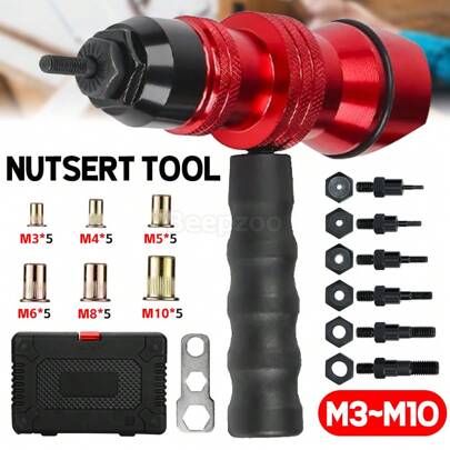 Pop Rivet Gun M3-M10 Nutsert Tool Electric Drill Attachment Rivnut Kit Rivet Nut