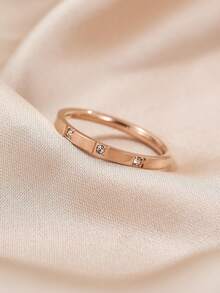 1pc Stainless Steel Rhinestone Embellished Minimalist Design High-End Fashion Ring For Women - Ring - View 5