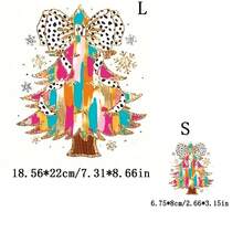 1/2/3pcs Christmas Tree Pattern Heat Transfer Stickers, DIY Heat Transfer Stickers Suitable For DIY Washable Stickers, Handmade Iron-On Clothing Accessories, Textile Decoration Heat Transfer Foil - Multicolor - View 3