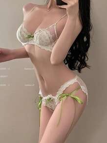 Lace Bra Sexy Feminine - 綠色 - 查看 2