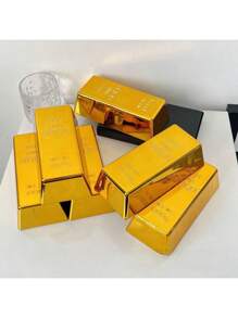 1pc Highly Realistic Plastic Gold Brick - Prank Toy, Movie Prop, Cosplay Accessory, Gag Gift, Electroplated Hollow Plastic, Home/Office Decor, New Year, Birthday, Easter, Valentine''s Day, Perfect Gift