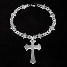 1pc Popular Punk Acrylic Thorn Chain Resin Extra Large Cross Pendant Necklace, Suitable For Women And Men, Daily Wear Or Gift