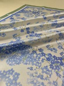 1PC Ladies Boho Ditsy Florals Print Square Scarf Elegant Neckerchief Bandana Women Satin Head Scarf Hair Accessories