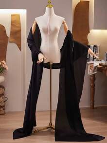 1 件女士长披肩，有淡紫色、粉色、白色、黑色、红色可选，优雅的婚礼披肩，面纱围巾适合婚礼、宴会、表演、派对、旅行摄影道具、婚纱配饰、节日装饰、韩国复古风格长雪纺围巾、婚纱、旗袍外套披肩 - 彩色 - 查看 15