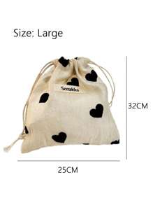 3 件香槟色心形抽绳袋，小物品收纳袋，便携式洗漱包化妆包旅行必备包，适合学校度假度假返校用品化妆包旅行包女士