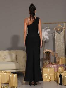 性感无袖珍珠装饰高腰紧身连衣裙，优雅大方，适合婚礼宾客、生日派对、聚会、正式晚宴等场合。 - 黑色 - 查看 6