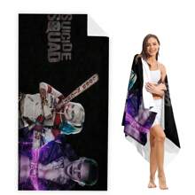 WB 1/15PCS Harley Joker Villain Quinns Bath Towel Beach Towel Female Silk Printed Long Skirt Wrapped Bikini Covered Sunscreen Blanket