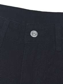 圣诞节超大宽松高腰哈伦喇叭牛仔裤，复古风，显瘦，韩版休闲黑色春季款 - 黑色 - 查看 7