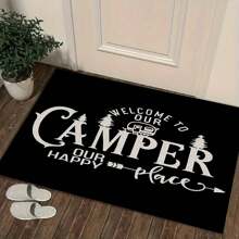 1pc Camper Welcome Doormat, Made Of Polyester - Bedroom Carpet, Entryway Rug, Suitable For Home Decor, RV Entrance Mat, Room Accessories, Living Room, Study, Bedside, Sofa, Balcony Bathroom Kitchen Decor Kitchen Rug