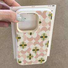 1 件 TPU 材质优雅粉色花卉格子全屏图案手机壳，适用于 /手机防水防震防摔防刮