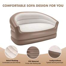 Inflatable Couch Outdoor Air Sofa,Blow Up Couches For Camping, Double Size,Foot Pump Included(Black) - 棕色 - 查看 8