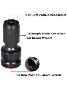 1件/2件/3件装电动扳手适配器，1/2圈电动扳手钻夹头转换头盖，带六角头和1/4扩孔钻头转换头，可牢固连接工具，是机械师、工程师和木匠的理想之选。工具转换适配器 | 纹理握把设计 | 坚固耐用 - 黑色 - 查看 9