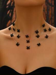 1pc Silver Fashion Metal Geometric Circle Multi-Layer Stackable Invisible Necklace Party & Holiday Jewelry