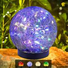 1 件装太阳能球灯户外防水，太阳能球适用于花园，破裂玻璃球太阳能球适用于户外装饰，地面灯球花园装饰摆件，适用于露台和庭院草坪后院装饰