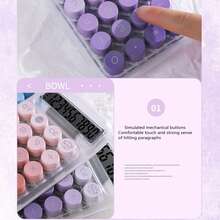 1 pieza Calculadora de botones grandes de 10 dígitos con degradado de color, carcasa transparente estética, kawaii para padres, rosa, colores degradados básicos, 14,5 cm
