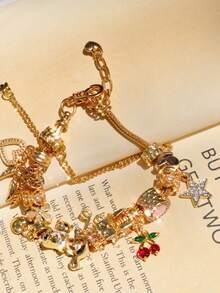 1 vòng tay ngôi sao, vòng tay gấu thời Phục Hưng, vòng tay anh đào đỏ, vòng tay tự làm lễ hội âm nhạc thời trang đường phố, vòng tay ngôi sao cổ điển, vòng tay cổ điển có thể điều chỉnh - Vàng - Xem 6