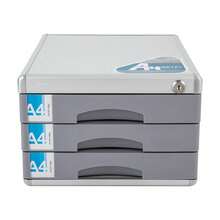YUNRUX Drawer Boxes, Metal Drawer Box Lockable 3 Drawers, Desk Drawer Box Storage Box Aluminum Alloy - 30*36*20cm