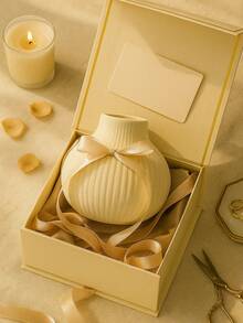 White Ribbed Resin Vase - Modern Minimalist Decor Piece, Available In Multiple Sizes, Lightweight Design, Suitable For Bedroom, Entryway, Living Room And Gift Display, Home Decor, Room Decor, Vase, Glass Vase - Multicolor - View 8