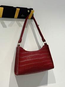 1 件复古鳄鱼纹腋下手提包，时尚百搭女士单肩包