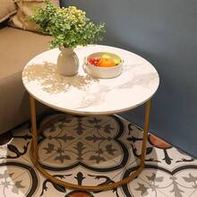 Nesting Coffee Tables Set Of 2 Round Stacking Sofa Side Tables For Living Room - White - View 5