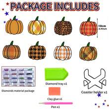 8pcs/Set DIY Diamond Painting, Fully Studded Rhinestone Coasters For Living Room, Bedroom, Teacup Decor, Pumpkin Shaped, Suitable As Gifts, 70 Sets/560pcs