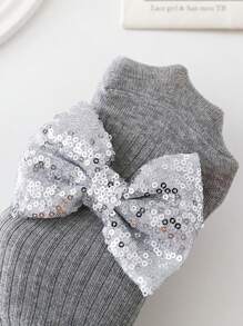 Wrenababy 女童百搭舒适袜子，可爱蝴蝶结设计公主风格防滑圆点抓地袜，适合幼儿和婴儿，适合春秋季