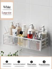 [Estantería de almacenamiento] Estantería de ducha montada en la pared - Estantería de malla metálica sin clavos - Cesta colgante de pared - Organizador de maquillaje - Estantería de exhibición de belleza - Almacenamiento y organización de artículos de tocador - Accesorios de baño - Accesorios de almacenamiento multifuncionales para habitaciones diarias, baños, oficinas - Decoración de baño - Decoración del hogar - Regalos de decoración navideña - Multicolor - Ver 6