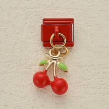 1 bộ phận vòng tay bằng thép không gỉ màu đỏ hình trái cây, gồm mặt dây chuyền hình anh đào, dâu tây, dưa hấu, xoài, chanh, dùng để tự làm trang sức vòng tay hoặc dây chuyền, có thể phối hợp tự do với nhiều phong cách khác nhau. - Mô-đun Trái cây đỏ - Xem 20