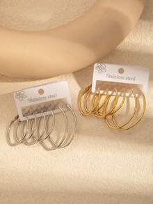 Set de 3 pares de pendientes de acero inoxidable con flecos y circonita cúbica dorada, pendientes de mujer con diseño de flor y corazón brillantes, adecuados para uso diario, banquetes, bodas y fiestas