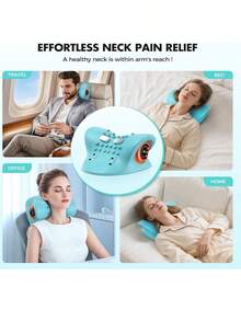 LIPETY Massager, Rechargeable Portable Neck Massager Pillow3-In-1 Neck & Back Massager With Remote Control - Heat/Vibration/Deep Tissue Modes, Portable For Car/Office/Home, USB-C Rechargeable - Green - View 7
