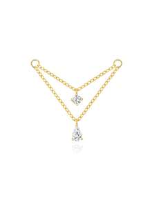 1pc 925 Sterling Silver Agate/CZ Earrings Chain Accessories 18k Gold Plated Earrings Connector Chain For Women Convertible Dangle Chain For Double Piercings