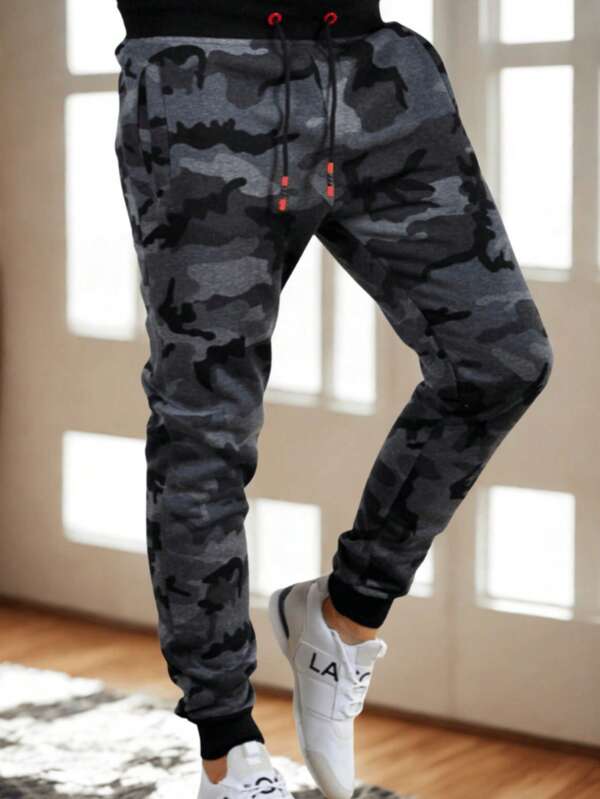 Pantalones jogger casuales con estampado de camuflaje para hombres