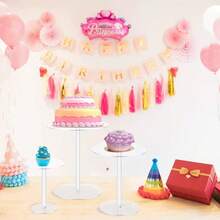 1/3/6 件亚克力蛋糕架，透明圆形纸杯蛋糕架，适用于甜点桌，甜点纸杯蛋糕糕点糖果展示架，适用于婚礼、活动、生日派对，蛋糕托，适用于纸杯蛋糕甜点蛋糕披萨 - 無色 - 查看 3