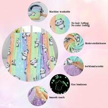 A Flannel Glowing Blanket, A Multi-Colored Children's Blanket With Panda Pattern. Suitable For Children's Sofas, Beds And Travel Blankets. It Uses High-Quality Flannel Fabric, Which Is Soft And Skin-Friendly, And Is More Suitable For Children, Warm And Comfortable. - Multicolor - View 8