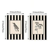 1 bức tranh nghệ thuật treo tường hình chim và hoa sọc đen, tranh vải canvas, áp phích vẽ đường nét thiên nhiên, trang trí nhà nông thôn cho phòng ngủ, phòng khách, trang trại mộc mạc hoặc phòng ký túc xá, không có khung - Nhiều màu - Xem 9