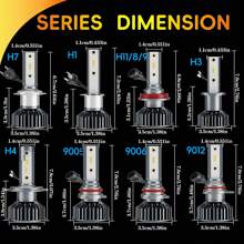 Heyword Heyword 2pcs LED Car Headlight 9005 9006 H13 H11 H7 H4 H1 Car Headlights High Low Beam, 75000LM 800% Brighter Five Color Options6500K/3000K/4300K/8000K/25000K Fast Silent Fan Bright Cob 1860 Chip Plug-N-Play