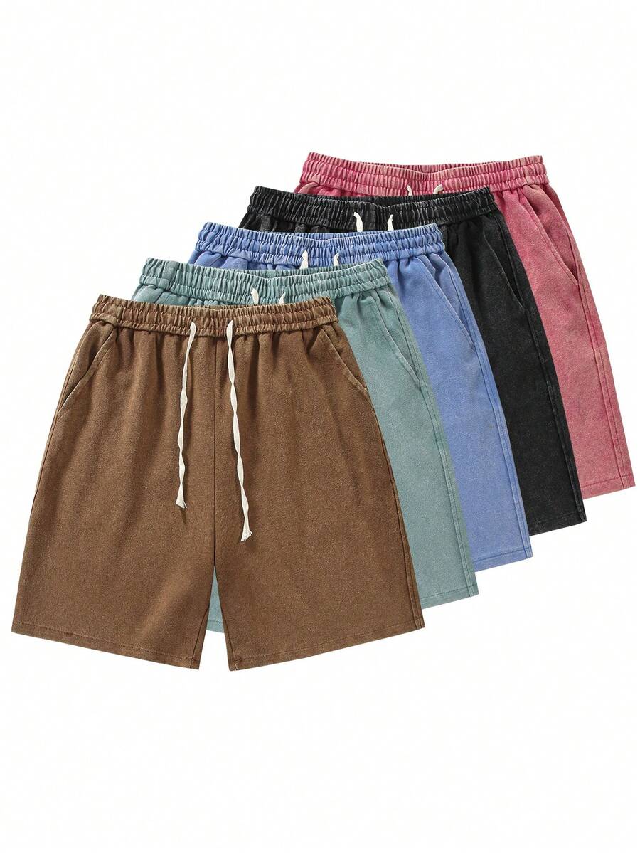 Blueplus Solid Color Casual Shorts With Drawstring Waist And Comfortable Fit For Both Sports And Leisure Wear - Màu nâu - Xem 1