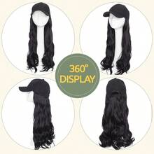 A16" Curly Wavy Baseball Cap Wig With Hair Extensions Adjustable Cap For Women Curly Black 4331 - đen - Xem 4