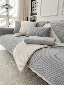 1 pieza Funda de cojín de sofá de felpa gruesa, Cojín de asiento de sofá moderno y minimalista antideslizante y cálido, Funda de sofá a prueba de polvo y lavable, Suave y resistente a la decoloración, Apta para mascotas, Se ajusta a sofás en forma de L y de 1/2/3/4 plazas, Adecuada para dormitorio, oficina, sala de estar