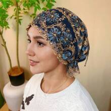 1 buc. Model floral cu dungi, floral (combinație), casual, boem, petrecere, drăguț, poliester, mărgele, stras, ciucure, broderie, patchwork, eșarfă pentru cap, potrivită pentru zi cu zi, acasă, vacanță, întâlnire de seară, cadou, toate anotimpurile, decor elegant cu ciucure din mărgele acrilice, decor cu coadă de pește, stras, broderie florală, decor