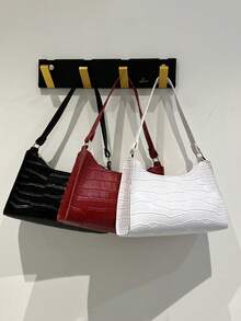 1 件复古鳄鱼纹腋下手提包，时尚百搭女士单肩包