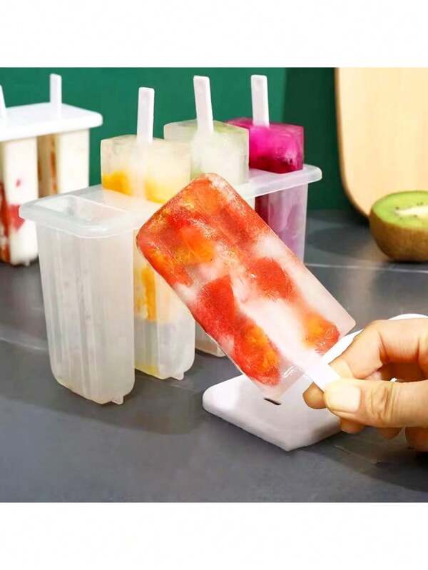 1 Set Eiscreme-Form, 4 Stücke Eislutscher-Formset, essentiell für Sommer, Outdoor, Mini-Eiscreme-Hersteller, wiederverwendbares kreatives Küchengerät für den Sommer