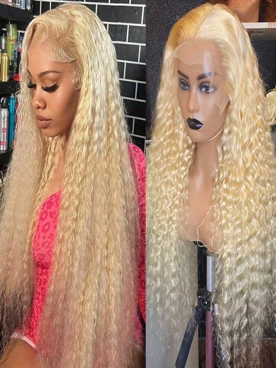 613 13x4 Lace Front Wigs Human Hair With Natural Hairline 250 Density Deep Wave Lace Front Wigs Human Hair With Baby Hair Kinky Curly Human Hair Wig Glueless Wigs Human Hair Pre Plucked For Women 40 Inch - 613 - 查看 1