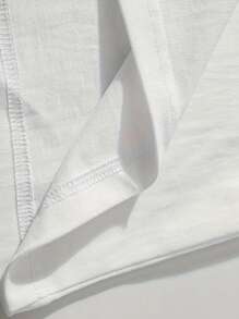 VHUTHK Double Sided Printed (220 Cotton T-Shirt) Letters "SAINT" And Eye Print Men's Summer Round Neck Short Sleeved Casual Cotton Print